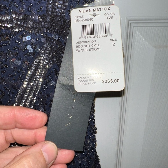 Aidan Mattox Blue Sequin Cocktail Dress Sz 2 NWT - Picture 12 of 12